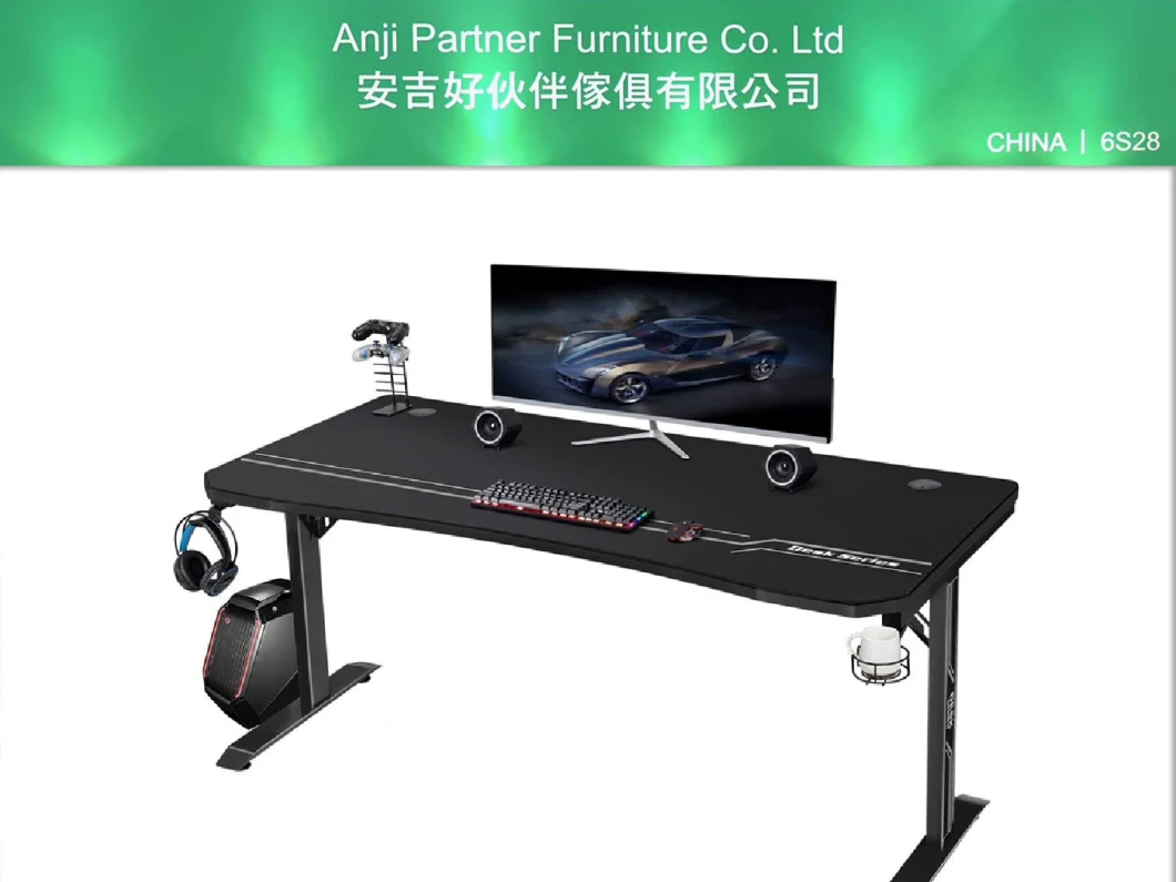 2022 Best PC Gaming Chair Desk with Gamepad Stand; Gaming Desk with Oversized Mouse Pad