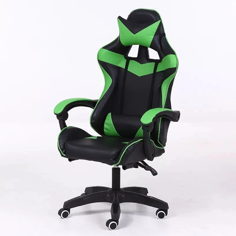 Height and Reclining Back Gaming Chair, Full Armrest, Headrest and Lumbar Support Swivel Chair Aluminum Alloy Legs Wbb17060