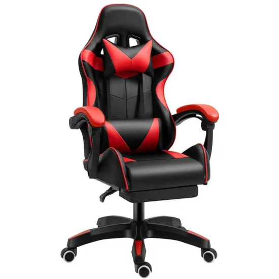 Silla de juego reclinable giratoria ergonómica de diseño de cuero Silla con reposapiés