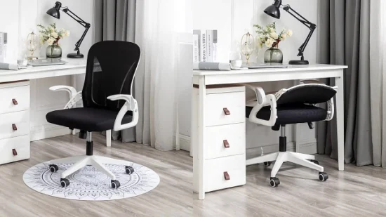 Silla de escritorio plegable ergonómica giratoria de altura ajustable de malla transpirable cómoda con respaldo medio para oficina