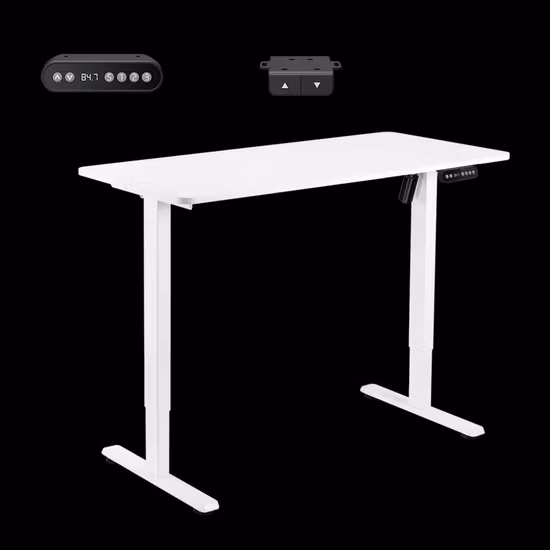 Venta al por mayor Fábrica OEM Instalación rápida Altura ajustable Negro Siéntese Levántese Economía Juego eléctrico Motor único Escritorio de computadora de oficina de pie con tablero de empalme
